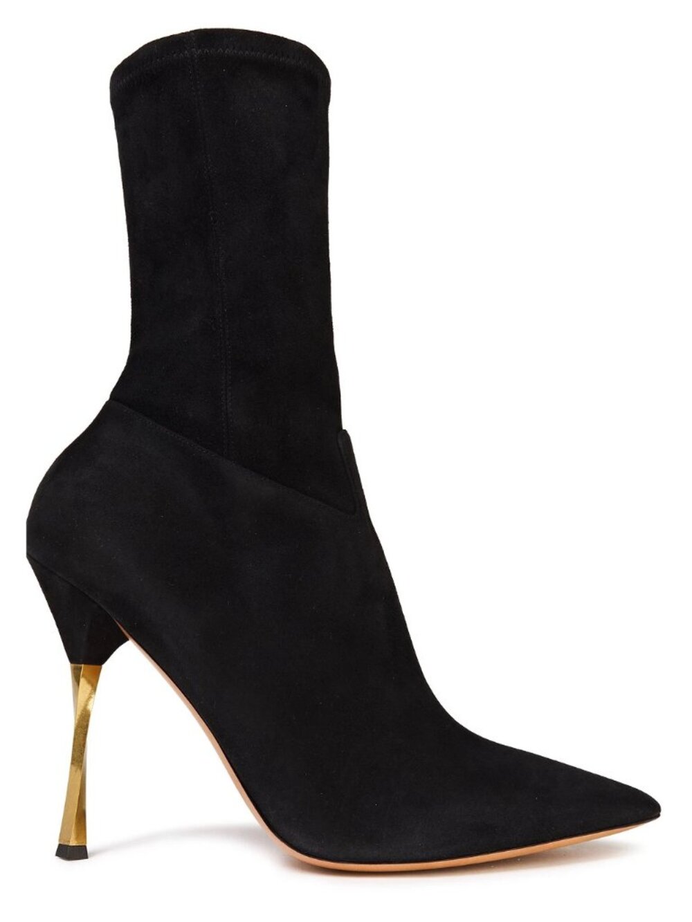 NEW Valentino Garavani Stretch Suede Sock Boots | Gold Heel | Runway Sleek